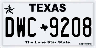 TX license plate DWC9208
