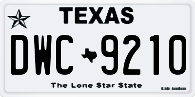 TX license plate DWC9210