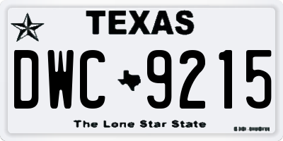 TX license plate DWC9215