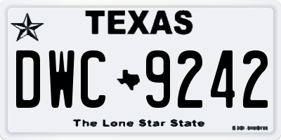 TX license plate DWC9242