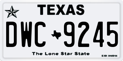 TX license plate DWC9245