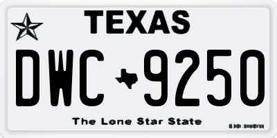 TX license plate DWC9250