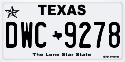 TX license plate DWC9278