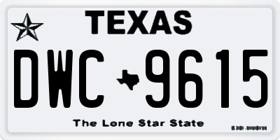 TX license plate DWC9615