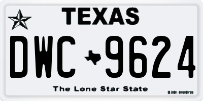 TX license plate DWC9624