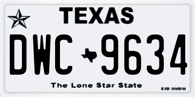 TX license plate DWC9634