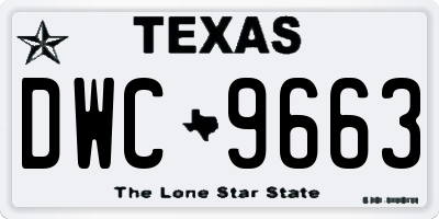 TX license plate DWC9663