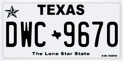 TX license plate DWC9670