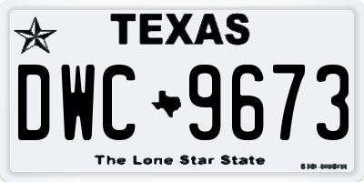 TX license plate DWC9673