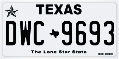 TX license plate DWC9693
