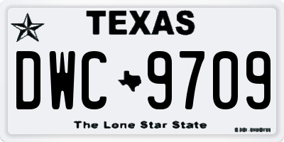 TX license plate DWC9709