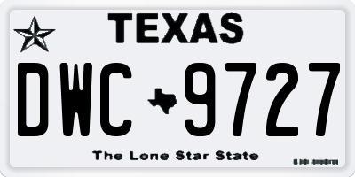 TX license plate DWC9727