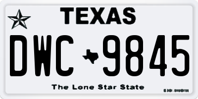 TX license plate DWC9845