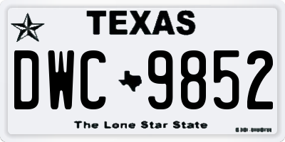 TX license plate DWC9852