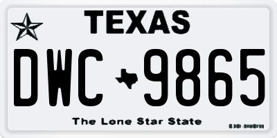 TX license plate DWC9865