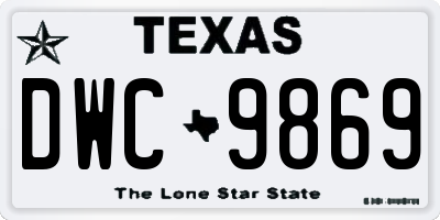 TX license plate DWC9869