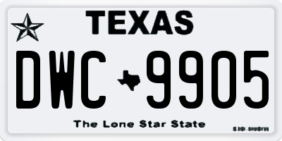 TX license plate DWC9905