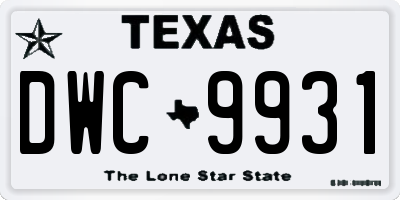 TX license plate DWC9931