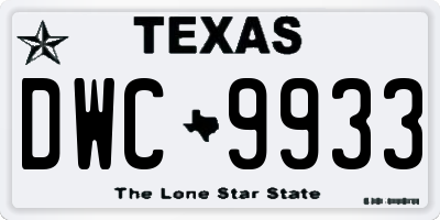 TX license plate DWC9933