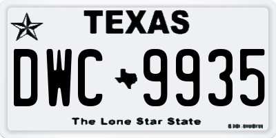 TX license plate DWC9935