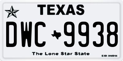 TX license plate DWC9938