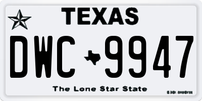 TX license plate DWC9947