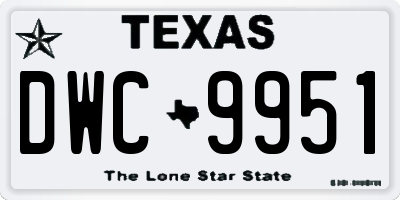 TX license plate DWC9951