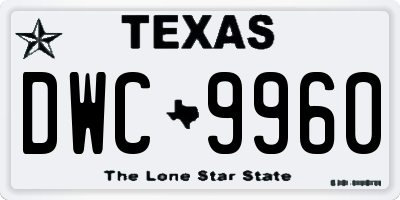 TX license plate DWC9960