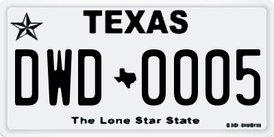 TX license plate DWD0005