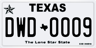 TX license plate DWD0009