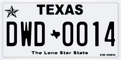 TX license plate DWD0014