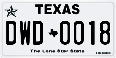 TX license plate DWD0018