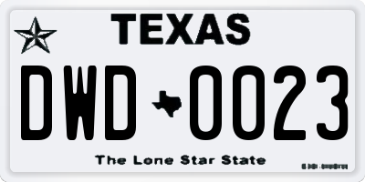 TX license plate DWD0023