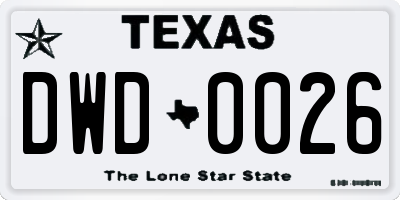 TX license plate DWD0026