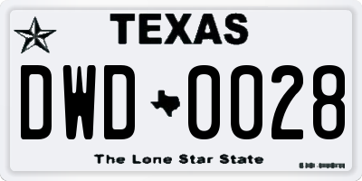 TX license plate DWD0028
