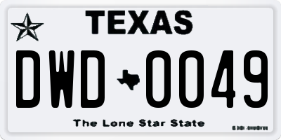 TX license plate DWD0049