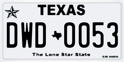 TX license plate DWD0053