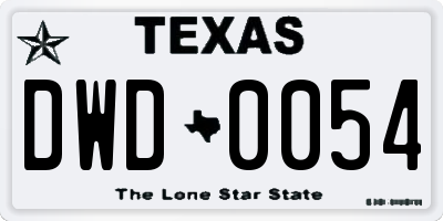 TX license plate DWD0054