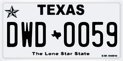 TX license plate DWD0059