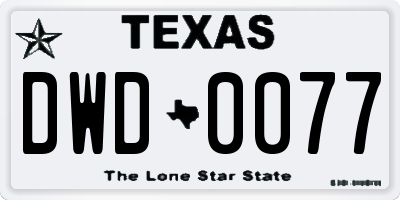 TX license plate DWD0077