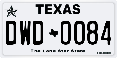 TX license plate DWD0084