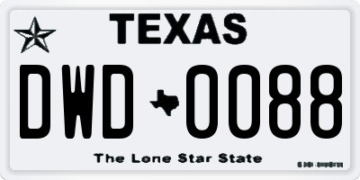 TX license plate DWD0088