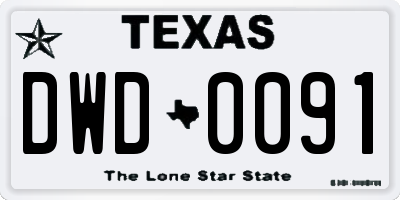 TX license plate DWD0091