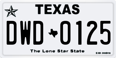 TX license plate DWD0125