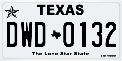 TX license plate DWD0132