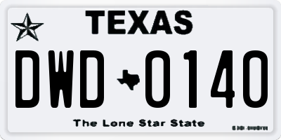 TX license plate DWD0140