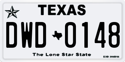 TX license plate DWD0148