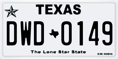 TX license plate DWD0149