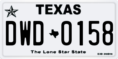 TX license plate DWD0158