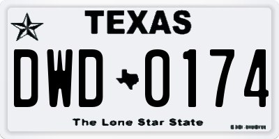 TX license plate DWD0174